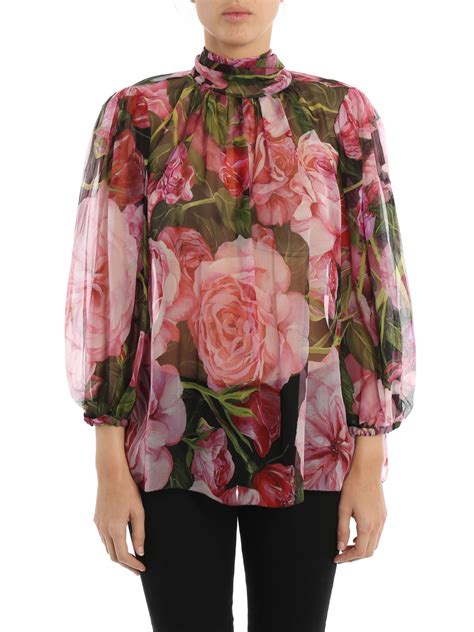 dolce gabbana rose print blouse|dolce and gabbana lace top.